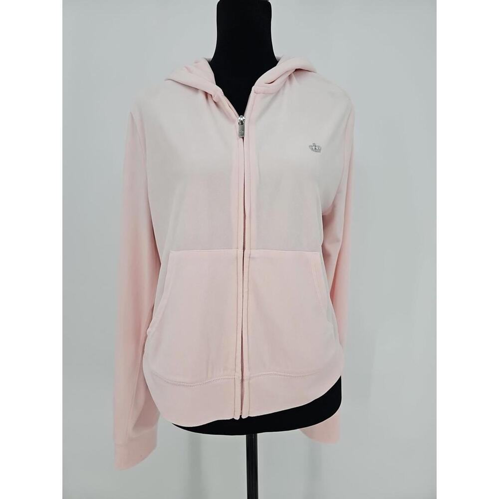 Y2k 2000s Vintage Juicy Couture Velour Zip-Up Hoodie‎ Sweater XL